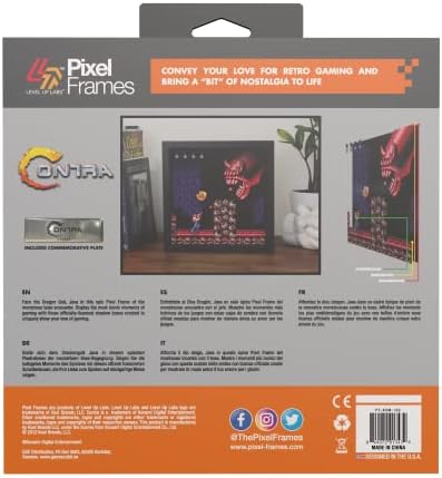 Пикселова рамка Level Up Labs: Contra - Dragon Breath Java - 3D Shadow Box - Декор в Рамката за стените на Дома, Рафтове, колекционерски