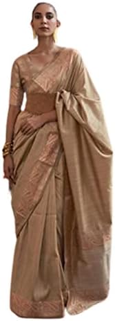 ЕТНИЧЕСКИ ТЪРГОВСКИ ЦЕНТЪР Indian woman's Textured Rich look Gala Мед стан zari ръчно изработени, коприна блуза, сари 7345