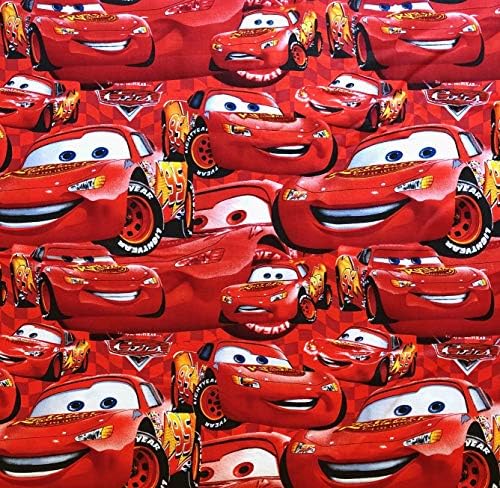 Опаковка от 2 броя - Disney Cars Светкавица Маккуин в червен памучен плат - 18 x 22 дебелина една четвърт (опаковка от 2 броя)