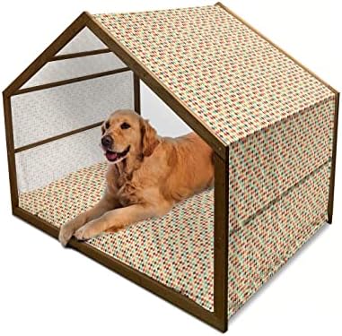Дървена Кучешката къщичка под формата на геометрични Диамант Ambesonne, Забавна Илюстрация на Цветни Винтажной мрежа от Аргайла