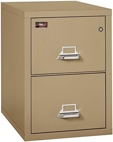 Вертикален метален шкаф шкаф FireKing, горенето на 2 часа (2 чекмеджета с размер на писмо, Удароустойчив, водоустойчив), 29,9 В