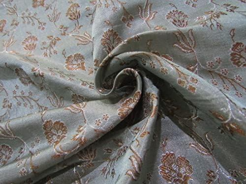 Тъкан от чиста коприна, брокат льдисто-синьо и златисто-кафяви цветове, 44BRO141 [4 Pure], двор