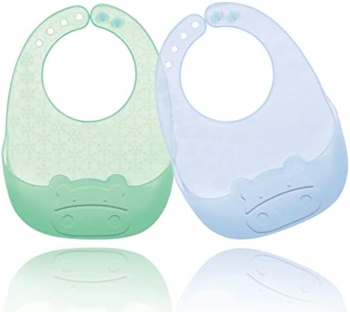 Комплект от 2 ултра тънки силиконови детски нагрудников Sebikam за бебета и малки деца (6-72 месеца), водоустойчиви, леки, Унисекс,