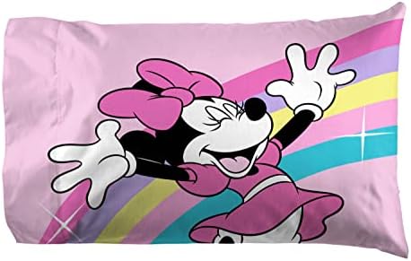 Комплект спално бельо Jay Franco Disney Minnie Mouse в розово ивица Twin Size - Комплект от 3 теми, Супер Леко и удобно детско спално