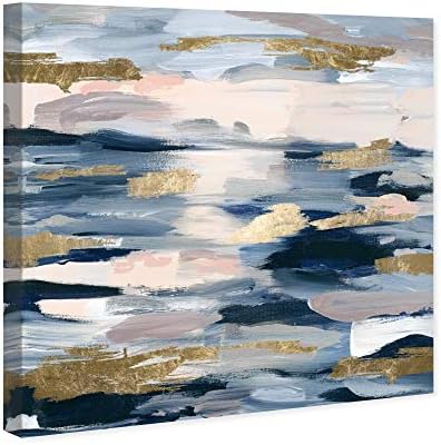 Дим на вода Оливър Гала | художествена печат върху платно Премиум-клас. Колекция абстрактно стена художествен декор. 30x30 см, Синьо