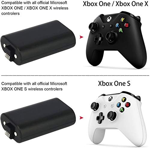 Преносимото Батерията на контролера на Xbox One, TFSeven 2 елемента Акумулаторни Батерии + Адаптер с два слота за док-станция за безжичен контролер Xbox One/Xbox One S/Xbox One Elite/Xbox One