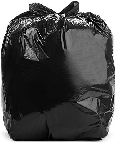 Алуминиеви, пластмасови торби за боклук с обем от 55 до 60 литра на 1,5 MILS (екв) Черен на цвят за тежки условия на работа - 38 x 58 - Опаковка по 100 броя - За строителни, промишл