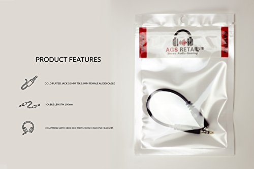 AGS Retail Ltd Съвместим Взаимозаменяеми кабел-адаптер за комуникация в чата за слушалки Turtle Beach, 10 см, Черен, аудио кабел