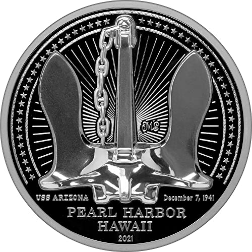 2021 DE USS Arizona PowerCoin От Майлс Стэндиша 2 Грама Сребърна монета 10 $ Palau 2021 Proof