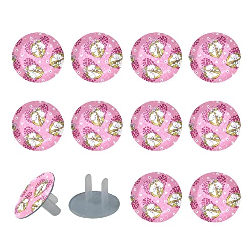 24 Опаковки Розови капачки за контакти във формата на Сърце Еднорог, Защитни Покривала за детски Контакти, Защитни Капачки за детски
