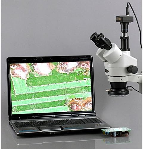 Професионален Тринокулярный Стереоскопичен увеличение на микроскопа AmScope SM-5T-FRL, Окуляры WH10x, увеличаване на 7X-45Ч, обектив с увеличение от 0,7 X 4,5 X, Рассеянное осветле