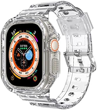 Малък Прозрачен силиконов калъф за Apple Watch Series 8 49 мм, Ультрарезиновый, с пълно покритие, вграден каишка гривна за Iwatch8