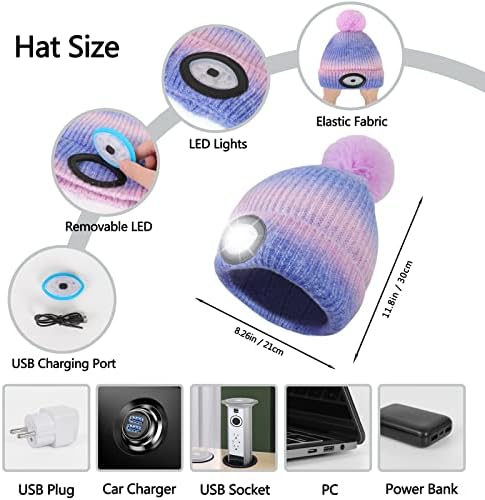 Led шапчица-налобник Lutoris, Главоболие фенер с регулируема яркост, която се презарежда чрез USB, Вязаная Шапчица-Бини, Шапка,
