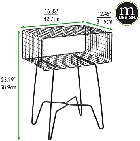 mDesign Модерен Индустриален Приставной маса с рафтове за съхранение, Двустепенна Метален Приставной маса в Минималистичном стил,