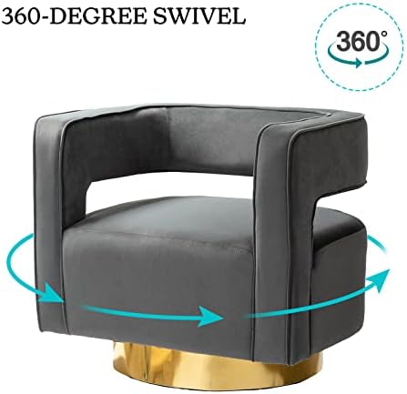 Въртящо се кресло-бъчва TINA'S HOME е с акцент, Съвременно Изогнутое Бархатное стол-Бъчва с акцент 3D с отворена задната седалка