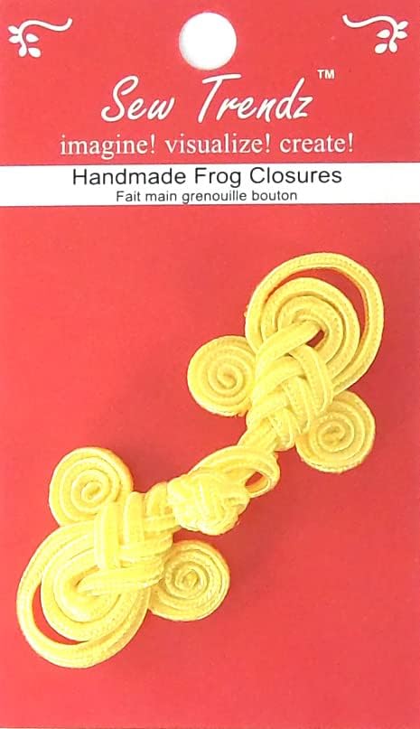 МОДНИ Закопчалка във формата на жаби в китайски стил с цип кука и ухо - Ярък жълт цвят на лимон-Дизайн гобеленовой на окото #FG4751-YEL