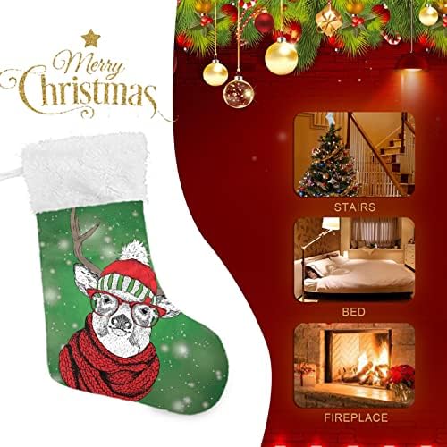 Коледни Чорапи ALAZA, Коледен Елен в Зимна Шапка, Класически Персонализирани Големи Чулочные Украса за Семейни Тържества, декорация