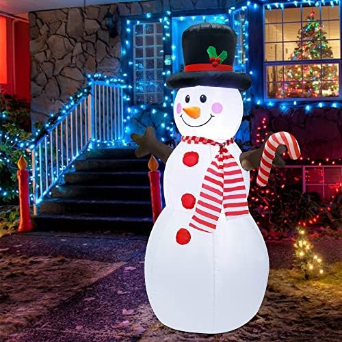 ATDAWN 5ft Коледни Надуваеми Надуваеми Декорации за Двор, Надуваем Снежен човек Коледна Украса Външно, Надуваем Снежен човек с Леденцовой