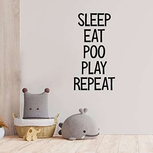 Vinyl Стикер на стената - Eat Sleep Play Акане Repeat - 30 x 16 - Модерна Вдъхновяваща Стикер с Чудесни Цитати за Детска Спални, Дом на детската градина, Декор на детска стая (Черен)