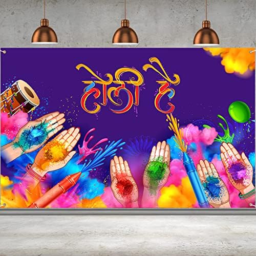 Честит Фон за Фотобудки Холи Индуистская Снимка Украса на заден план, за Домашна Стени Цветни Бижута Холи Фон Индийски Спрей Боя