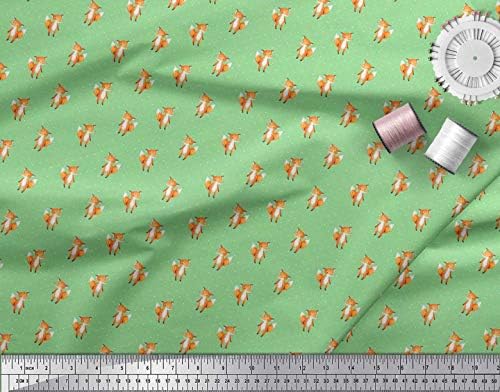 Памучен трикотажная плат Soimoi, кърпа с анимационни принтом полка точки и лисичку ширина 58 см