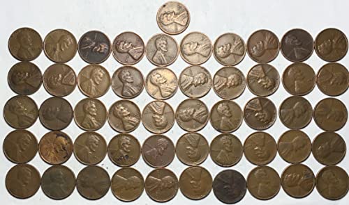 1945 S Линкълн Пшеничен Цент, Пени Ролка 50) Монети Пени Продавач Е Много Добър