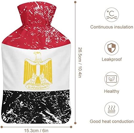Топло с Египетски ретро Флага 1000 ml с Мек Капак, Сменяем Пакет за Топла и Студена Вода, Чанта за Инжектиране на Вода, Топло за Ръцете, на Краката, на Топло за Легла