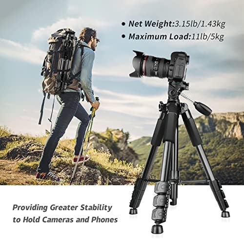 Статив за фотоапарат Desview 62 за Canon, Nikon, Лека Алуминиева Пътна штативная поставка с държач за телефон и чанта за носене,