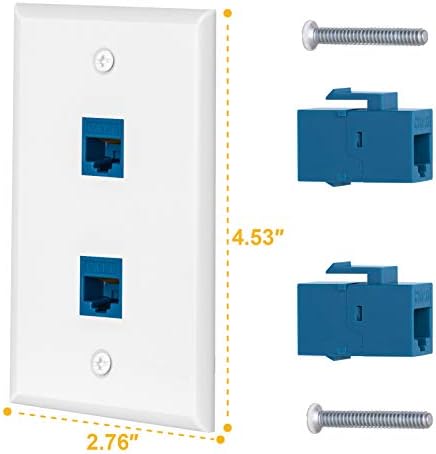 Стенни пластинчатая изход HuaHengHT cat6 Ethernet 1 port, RJ-45 мрежова розетка с жак Keystone за свързване към стената (1 Cat6 5 опаковки, синьо)