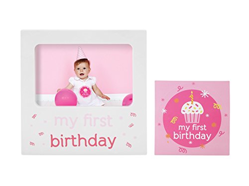Подаръчен Комплект със Стикер на Първия Рожден ден на бебето Tiny Ideas и Фоторамкой на паметта, Розов