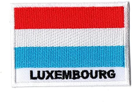 Първа нашивка с Флага на Люксембург, Малка, Бродирани Желязо, за Шапки, Ризи, Якета, Дрехи, Раници, Дънки, Шапки с Размери Около