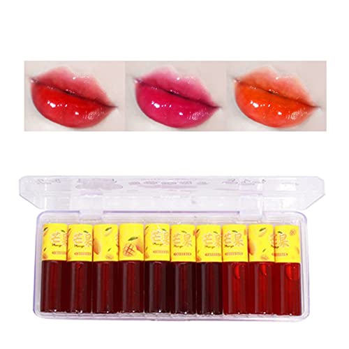 Комплект от 10 Кремове за устни Fruit Lip Glaze Creative За Ежедневна употреба Velvet Течна Козметика-Червило, Wet And Wild Блясък
