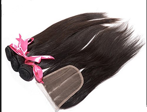 2018 Популярни DaJun Hair 8A 3-Лентов Лейси Закопчалката С Лъчите на Преки Перуански Дева Коса Комплект От 3 греди И с Естествен
