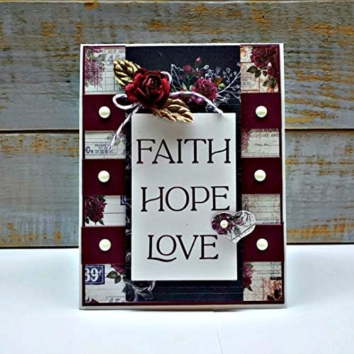 Печат Simply Clear Печати Вяра, Надежда, Любов, Сватба и годишнина Християнски Религиозни (4 опаковки) Вдъхновяващи думи в листа