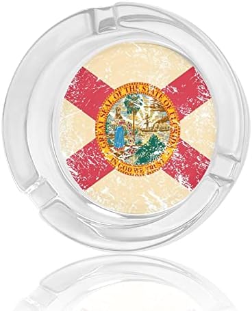 Ретро Флаг на щата Флорида Стъклени Пепелници Кръгла Пепелник Сладко Сладко Титуляр за Пепел Калъф за Украса на Палубата Домашен Офис