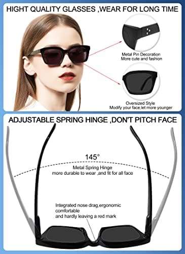 OCCI CHIARI Големи Слънчеви очила-Ридеры за Жени 2.25 Слънчеви очила за четене с увеличаване на Outdoor UV400(1.0 1.25 1.5 1.75 2.0 2.25 2.5 2.75 3.0 3.5) Квадратна Дама