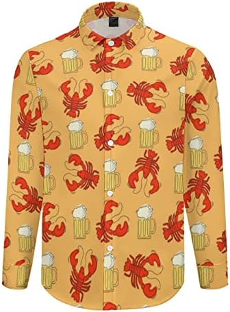 Мъжка риза с копчета с бира и Лангуста, Ежедневни Ризи Обичайните Размери с дълъг ръкав