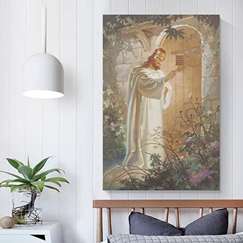 Исус Чука на вратата Картина на Исус Христос Плакат Картина на Платното за Печат Стенно Изкуство Домашна стая D Печат върху платно