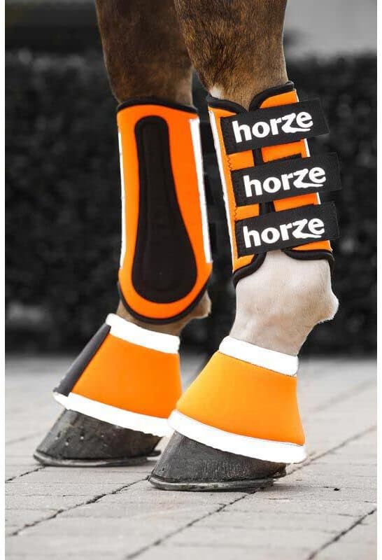 Двойката Светлоотразителни Неопреновых Защитни обувки HORZE Повишена видимост за конна езда в нощта | размерът на Предните или Задните