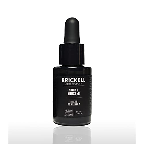 Brickell Men ' s Vitamin C Booster Serum за мъже, Естествен подобрител на витамин С за лице, за увеличаване на производството на