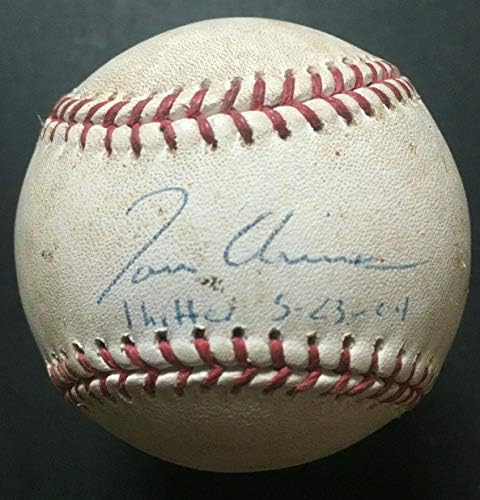Това Glavine подписа са използвани от бейзболни топки с 1 нападател 23.05.2004 авто Щайнер COA Мец - MLB Използвани бейзболни топки