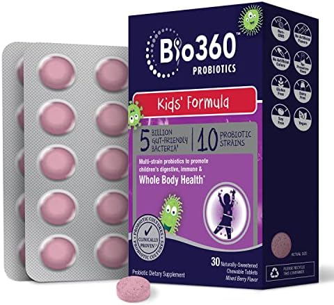 Bio360 Kids Probiotic, Насочени пробиотици за деца, за здравето на целия организъм, 5 Милиарда НЕЩО 10 щамове, които са Със Смесен