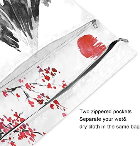 HUXINO Водоустойчив Мокри и Сухи Чанти Japan Mountain Cherry Цветя, Детски Тъканни Чанти за Памперси, Органайзер, Торби за Многократна