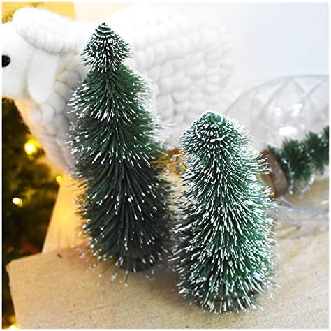 Коледна украса на Дърво Мини Коледно дърво с Флокированными борови игли Коледно дърво с Плот от Бял Кедър Малко Украса на Коледната