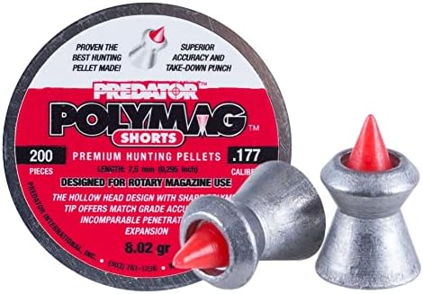 Дробинки за пневматично оръжие PREDATOR INTERNATIONAL Polymag Short, 177 Кал, 8 Зърна, 200 карата /400 карата (1010-01)