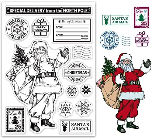 ОРИГАЧ Коледни Прозрачни Печати на Дядо Коледа Прозрачни Силиконови Печати за Направата на Картички, Бижута и САМ Scrapbooking