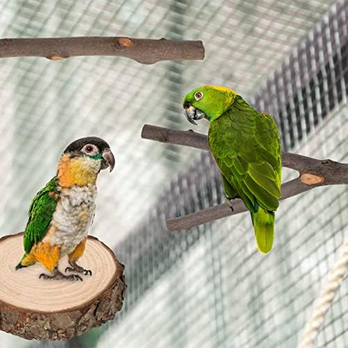 9 БР. Играчка-Поставка за Жердочек за птици, Поставка За Жердочек за Папагали от Естествено Дърво, Клоните на клетка за Клетки,