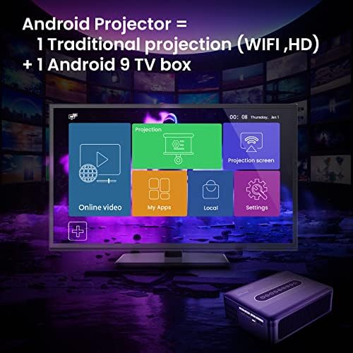 8K Декодирующий Проектор Xnano X1 1080p Full HD, 4K 1920x1080P LCD Smart Android 9,0 2,4 G/5G Двойна WiFi Видео LED Домашно Кино