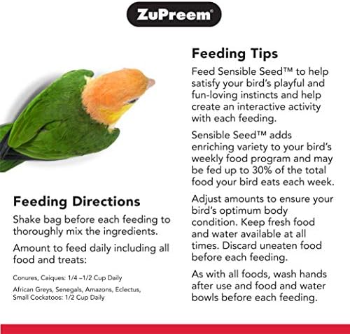 Храна ZuPreem Sensible Seed Bird за папагали и конуров, 2 чук пакет (2 опаковки) - Премиальная смес от семена и пелети FruitBlend