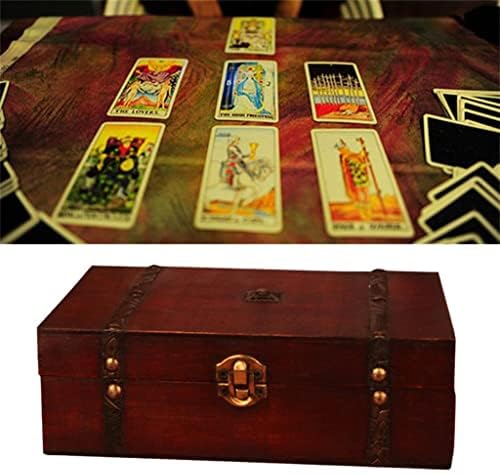 QWZYP Антични Дървени Ковчег със Съкровището, Игра на Дъска, Кутия за съхранение на Покер карти, Таро, Дрънкулки и Домашен декор